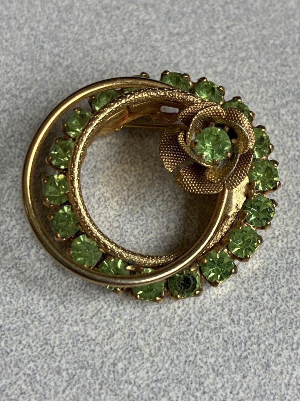 Beautiful Vtg Gold Tone W/ Perdoit Rhinestones